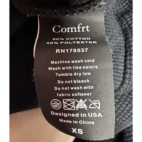 Comfrt Waffle Lounge Long Sleeve Pullover Black Onyx Unisex Sz XS Cozycore Shirt - Picture 7 of 8